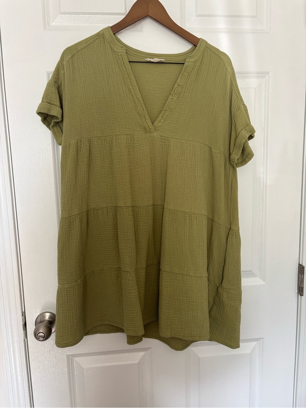 Promesa Olive Green V-Neck Tiered Tunic